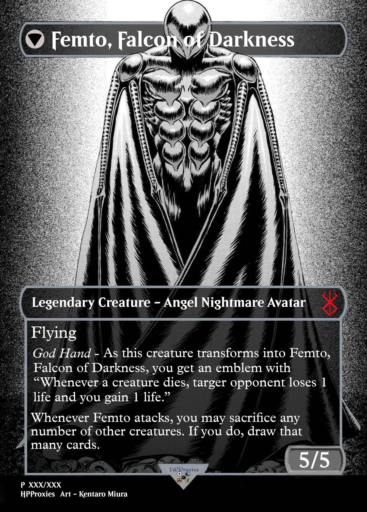 Griffith, Falcon of Light//Femto, Falcon of Darkness Commander Proxy Single: Sephiroth Fabled SOLDIER// Sephiroth One Winged Angel - HPProxies