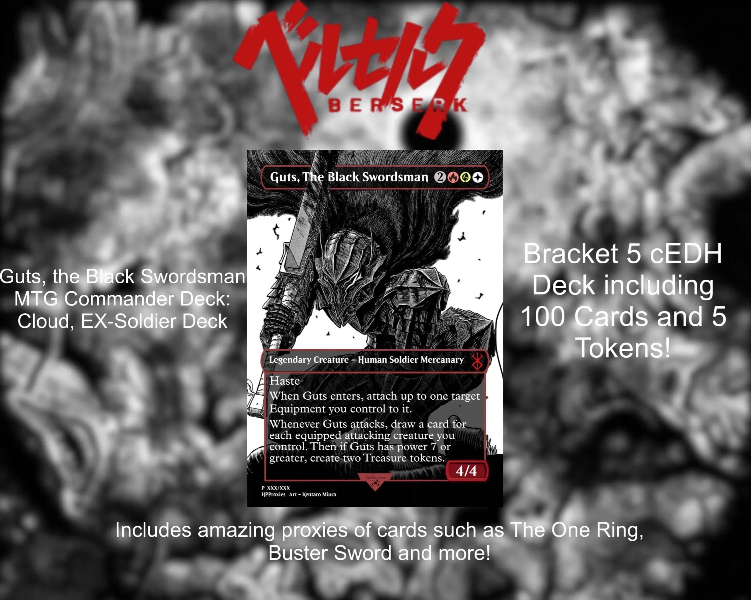 Berserk Commander Deck Bundle: Guts, the Black Swordsman (Cloud, EX-Soldier) and Griffith (Sephiroth Fabled Soldier/One Winged Angel) Decks - HPProxies