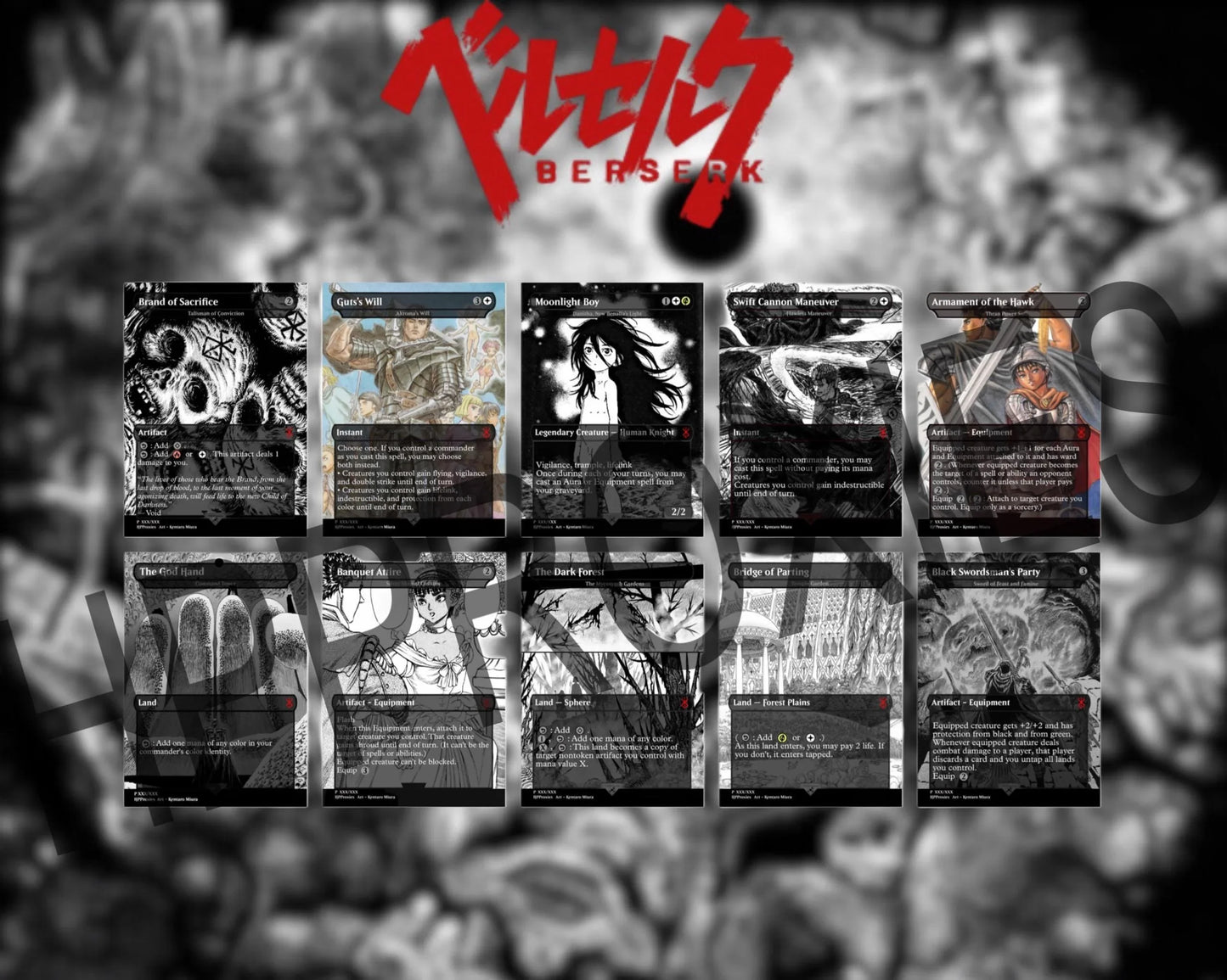 Berserk Commander Deck Bundle: Guts, the Black Swordsman (Cloud, EX-Soldier) and Griffith (Sephiroth Fabled Soldier/One Winged Angel) Decks - HPProxies