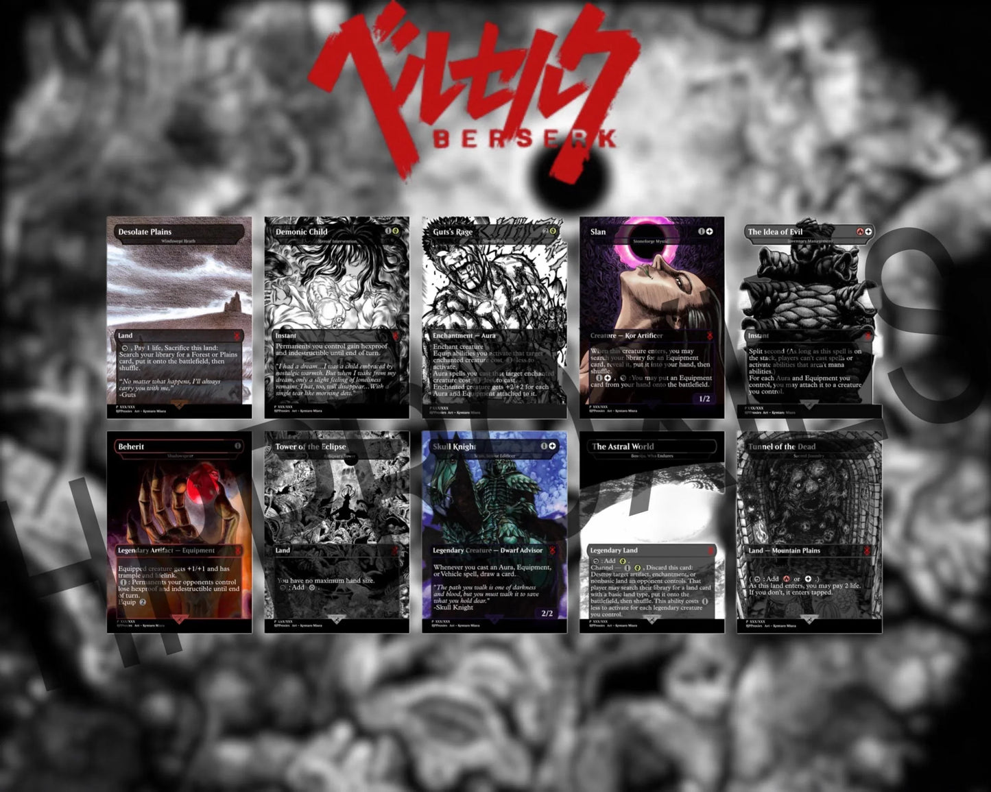 Berserk Commander Deck Bundle: Guts, the Black Swordsman (Cloud, EX-Soldier) and Griffith (Sephiroth Fabled Soldier/One Winged Angel) Decks - HPProxies