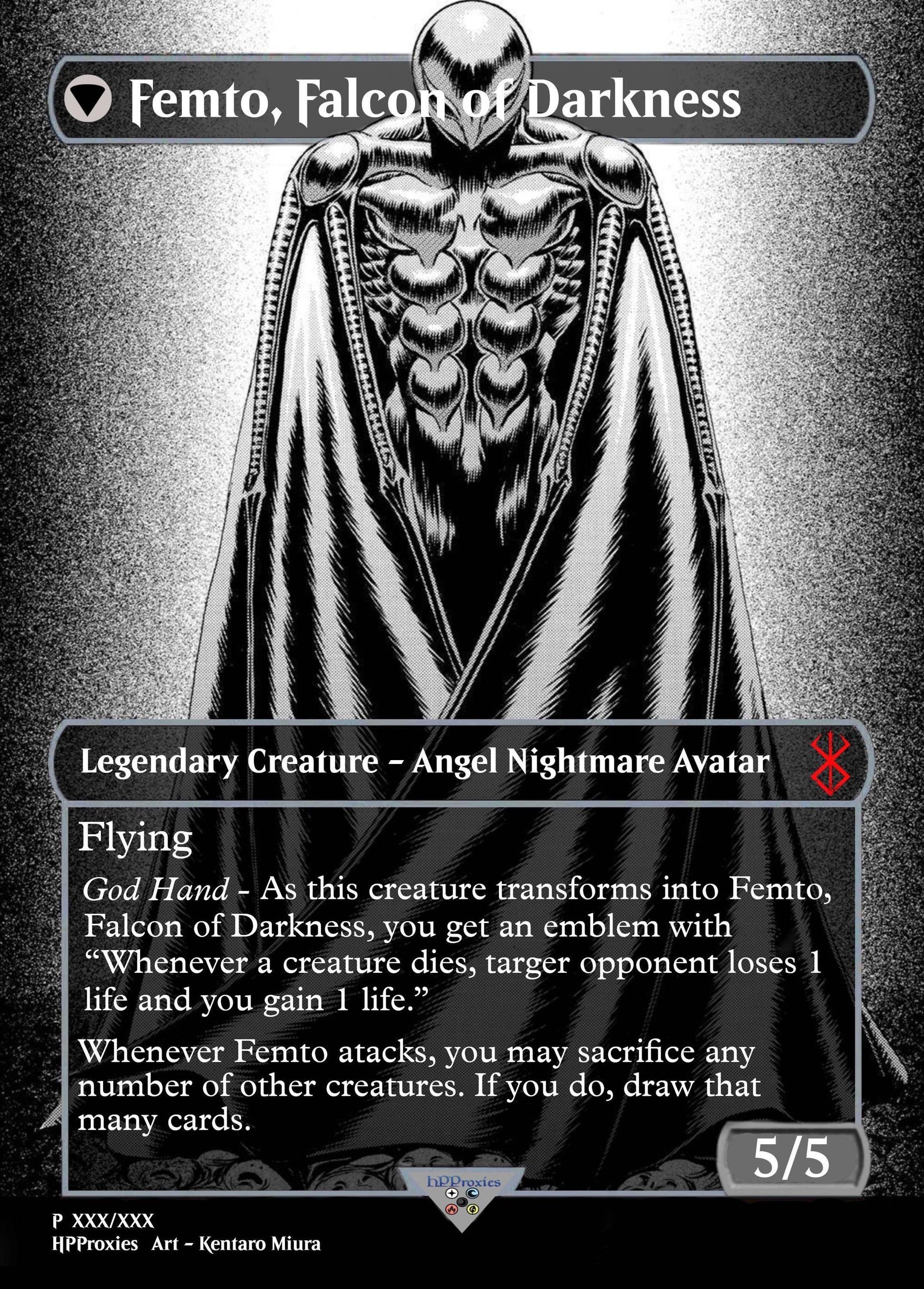 Griffith, Falcon of Light//Femto, Falcon of Darkness Commander Proxy Single: Sephiroth Fabled SOLDIER// Sephiroth One Winged Angel - HPProxies