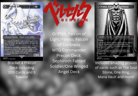 Griffith, Falcon of Light/Femto, Falcon of Darkness Commander Precon Deck: Sephiroth Fabled Soldier/One Winged Angel Deck - HPProxies